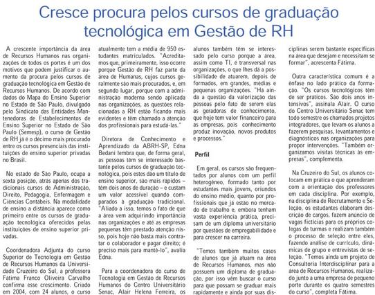 Cresce procura pelos cursos de graduação tecnológica em Gestão de RH