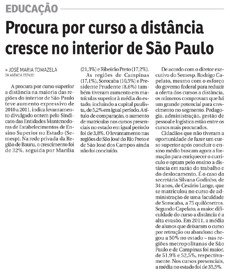 Procura por curso a distância cresce no interior de São Paulo