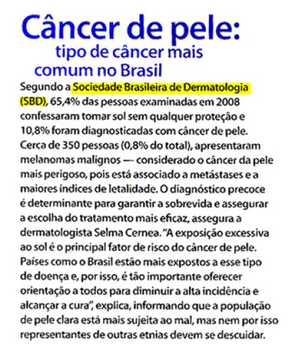 Câncer de pele: tipo de câncer mais comum no Brasil