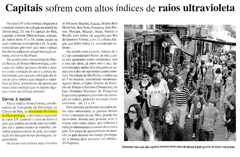 Capitais sofrem com altos índices de raios ultravioleta