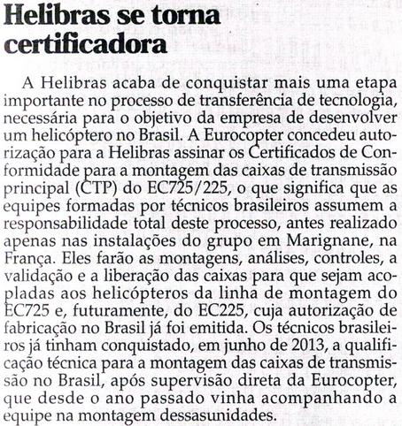 Helibras se torna certificadora