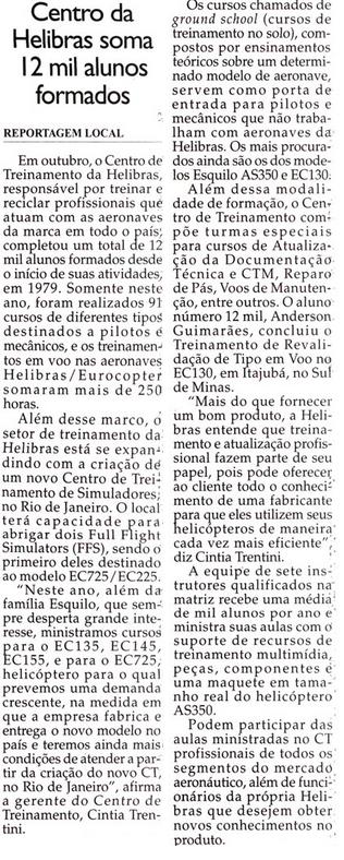 Centro da Helibras soma 12 mil alunos formados