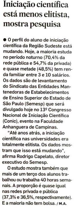 Iniciação científica está menos elitista, mostra pesquisa