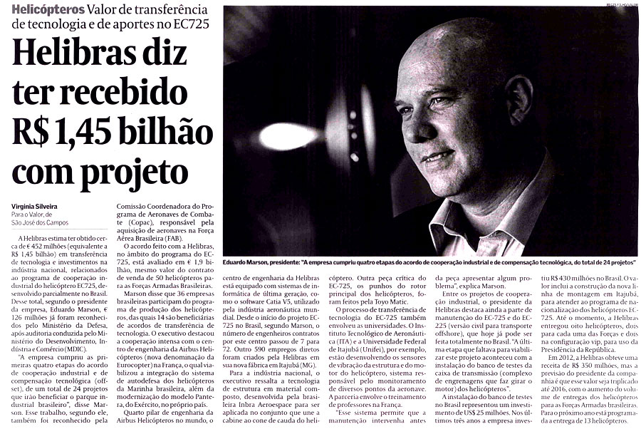Helibras diz ter recebido R$ 1,45 bilhão com projeto 