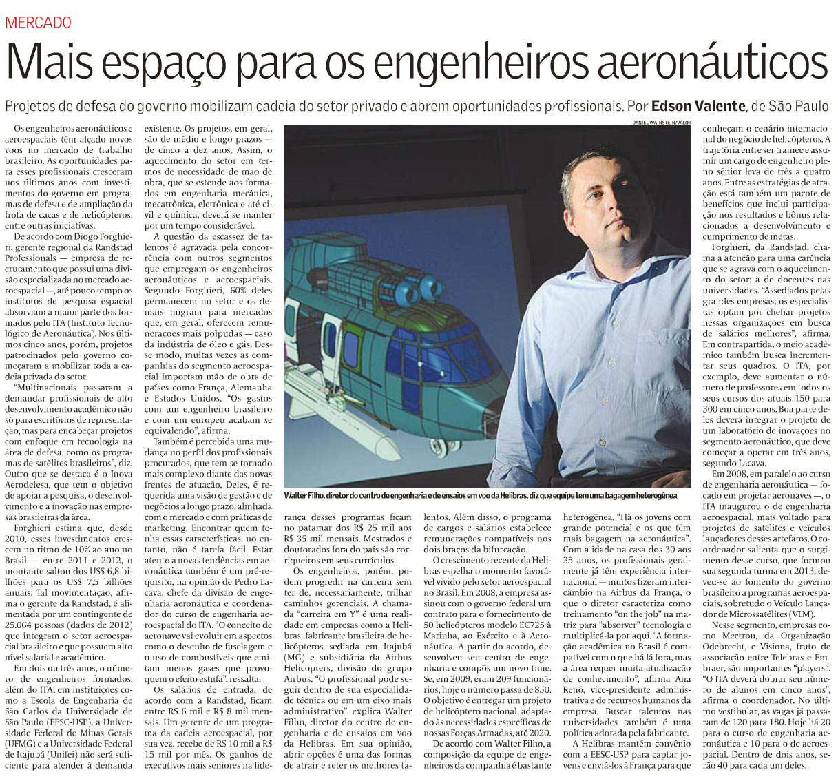 Mais espaço para os engenheiros aeronáuticos