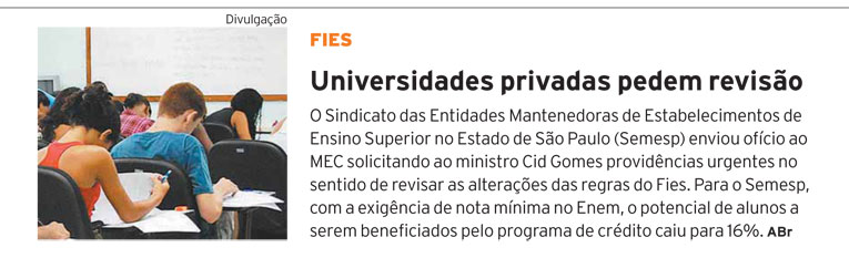 Universidades privadas pedem revisão