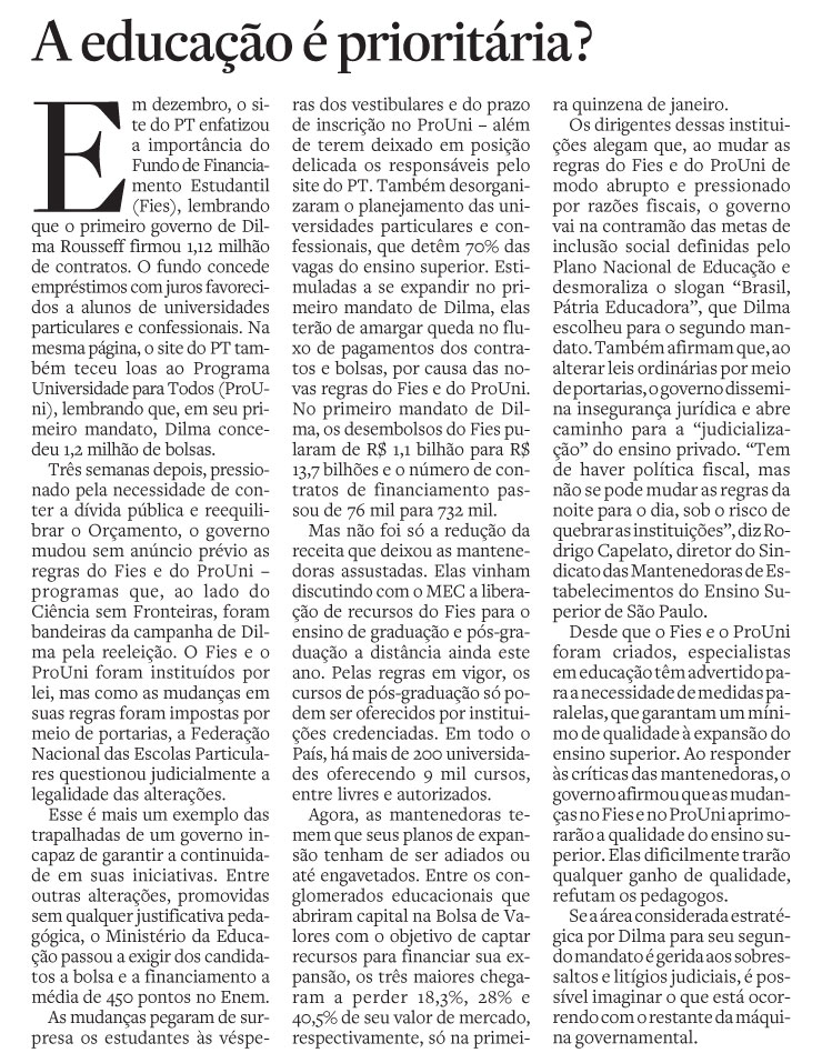 A educação é prioritária?