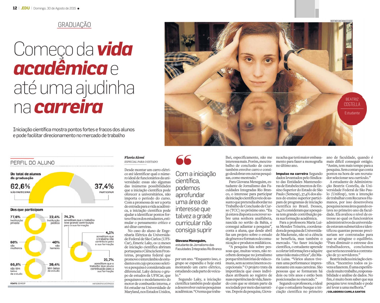 Pesquisa sobre Iniciação Científica do Semesp ganha destaque no Estadão 