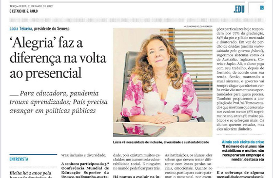 Presidente Lúcia Teixeira concede entrevista ao Estadão