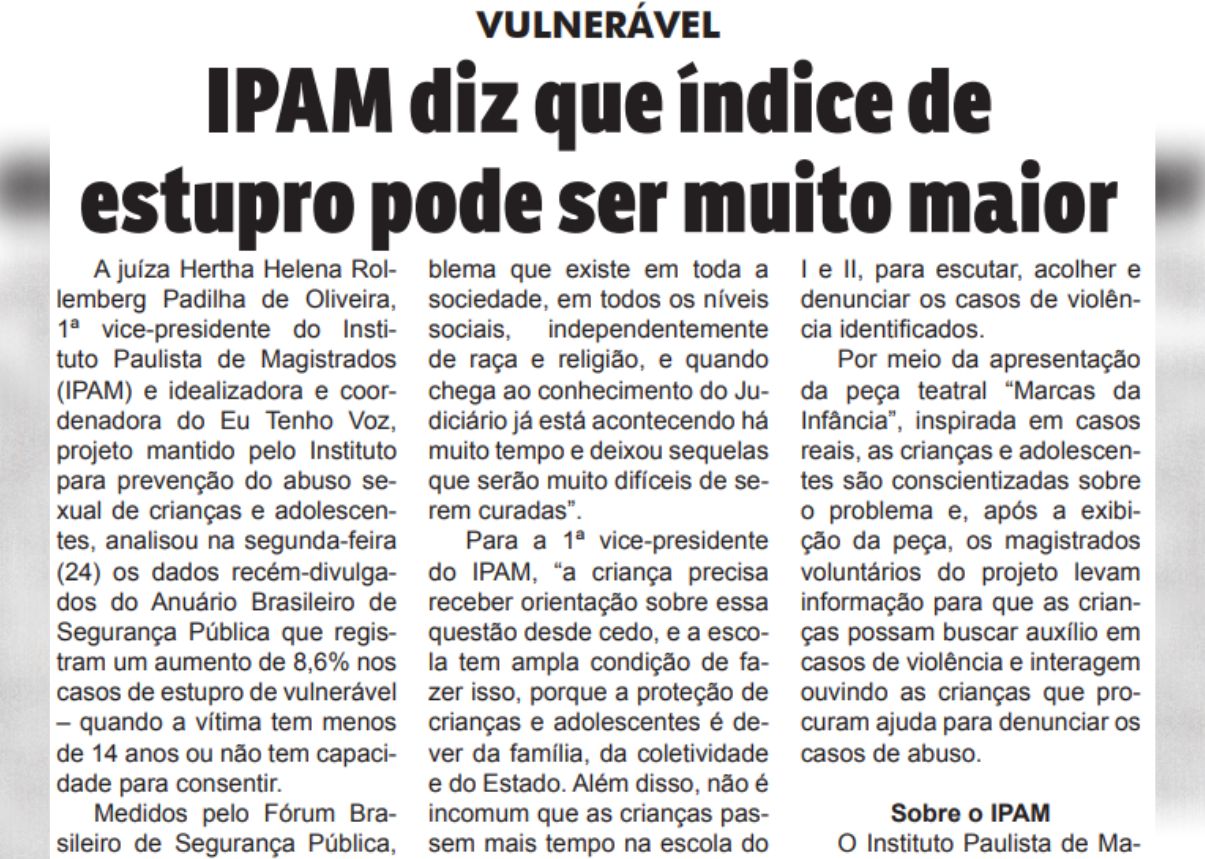 Eu Tenho Voz do IPAM é noticiado no Jornal da Manhã, de Marília