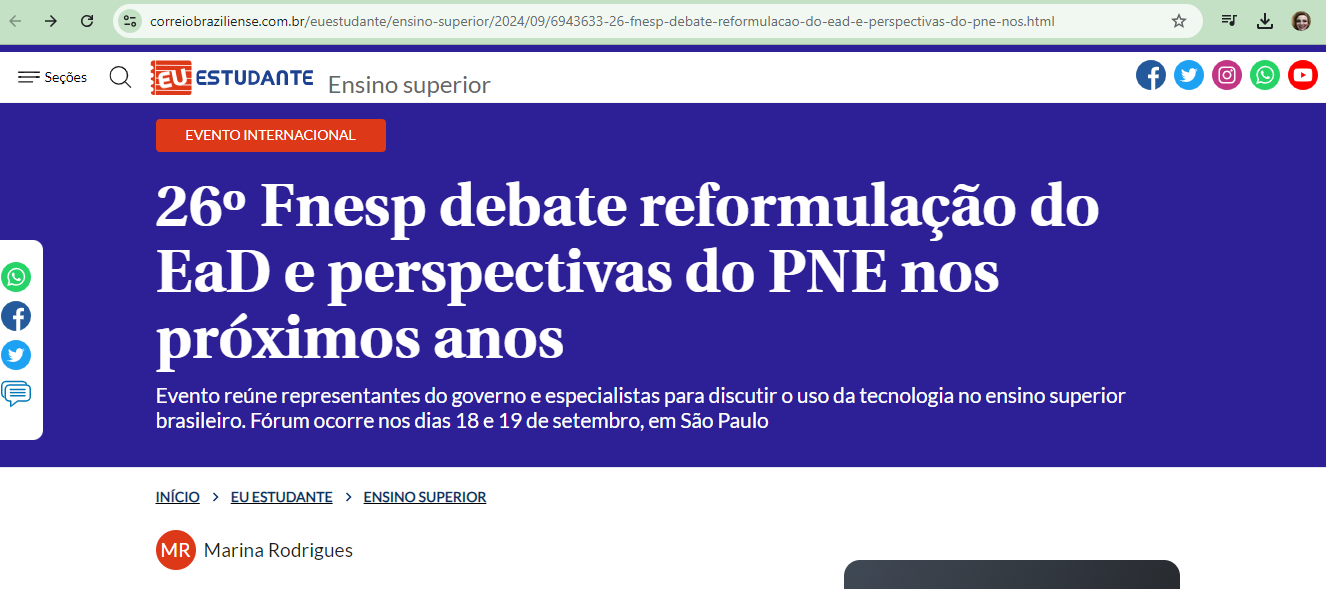 26º Fnesp debate reformulação do EaD e perspectivas do PNE nos próximos anos