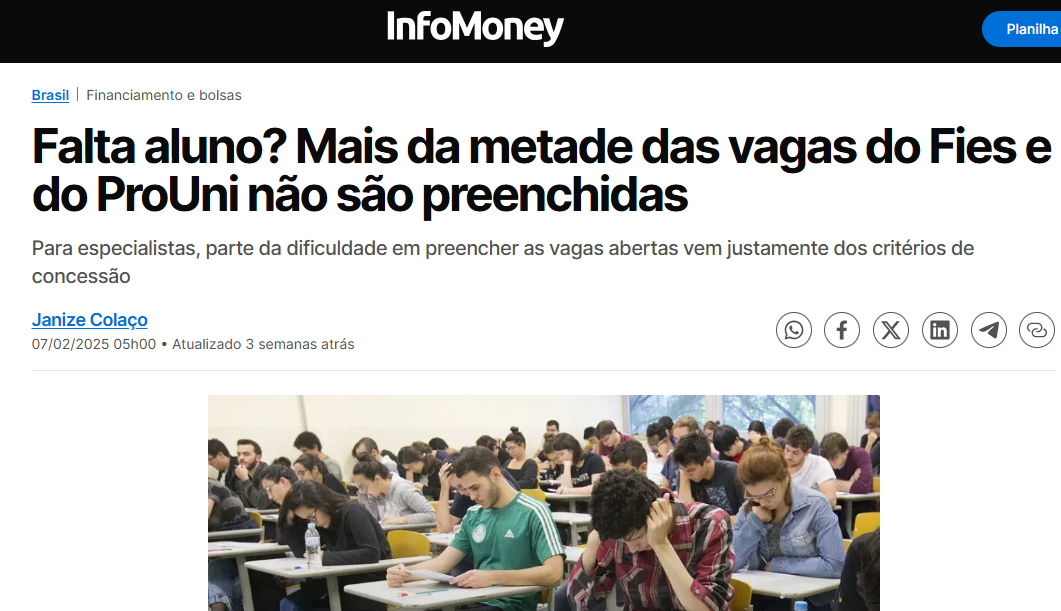Presidente do Semesp fala sobre ProUni e Fies ao Infomoney